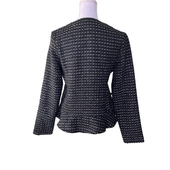 Dolan x Anthropologie - NWT Metallic Tweed Peplum Black Motif Blazer Jacket Sz S - Picture 4 of 7